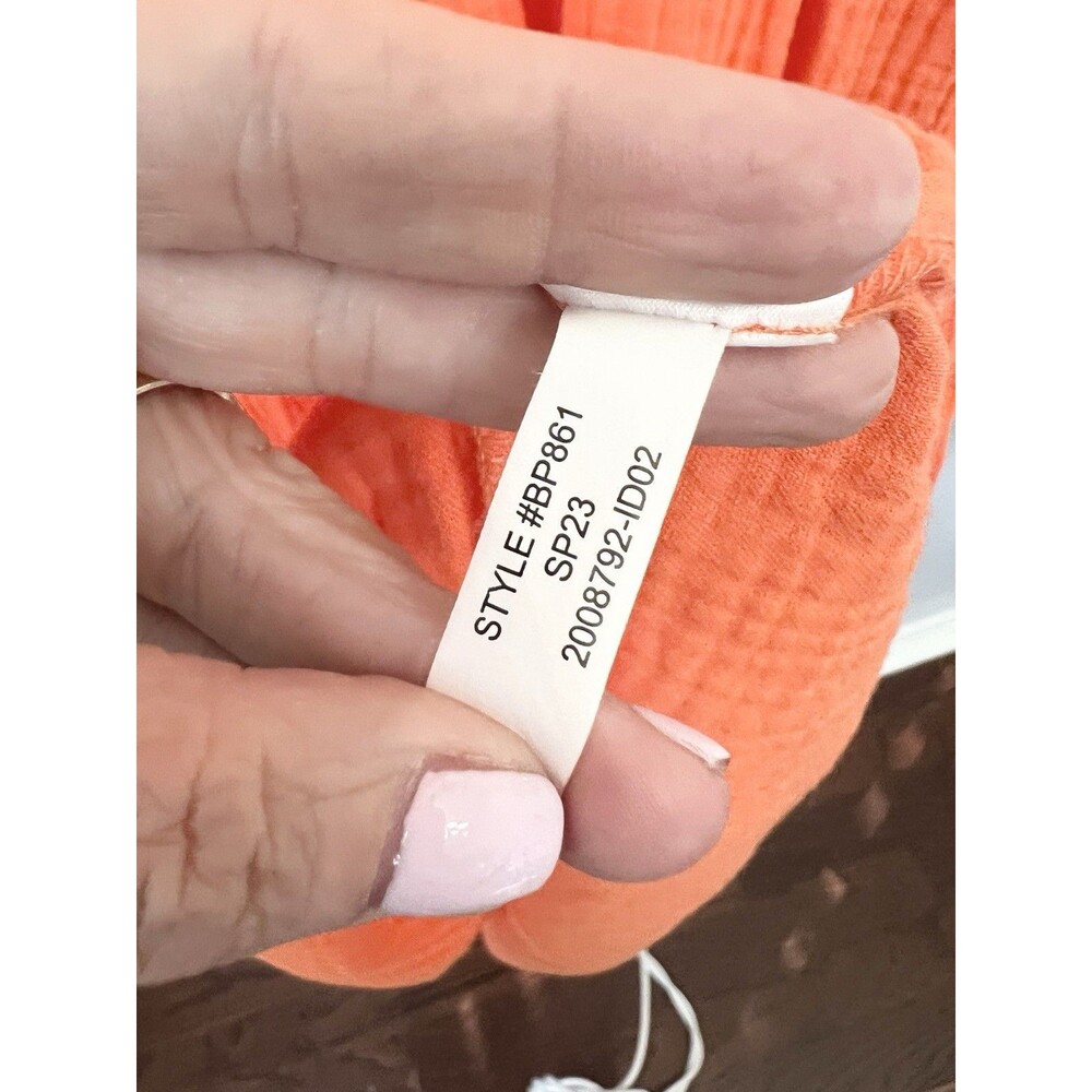 J. CREW V-Neck Midi Dress in Soft Gauze Fire Lily Orange Size XL Maxi Pockets - Picture 11 of 12